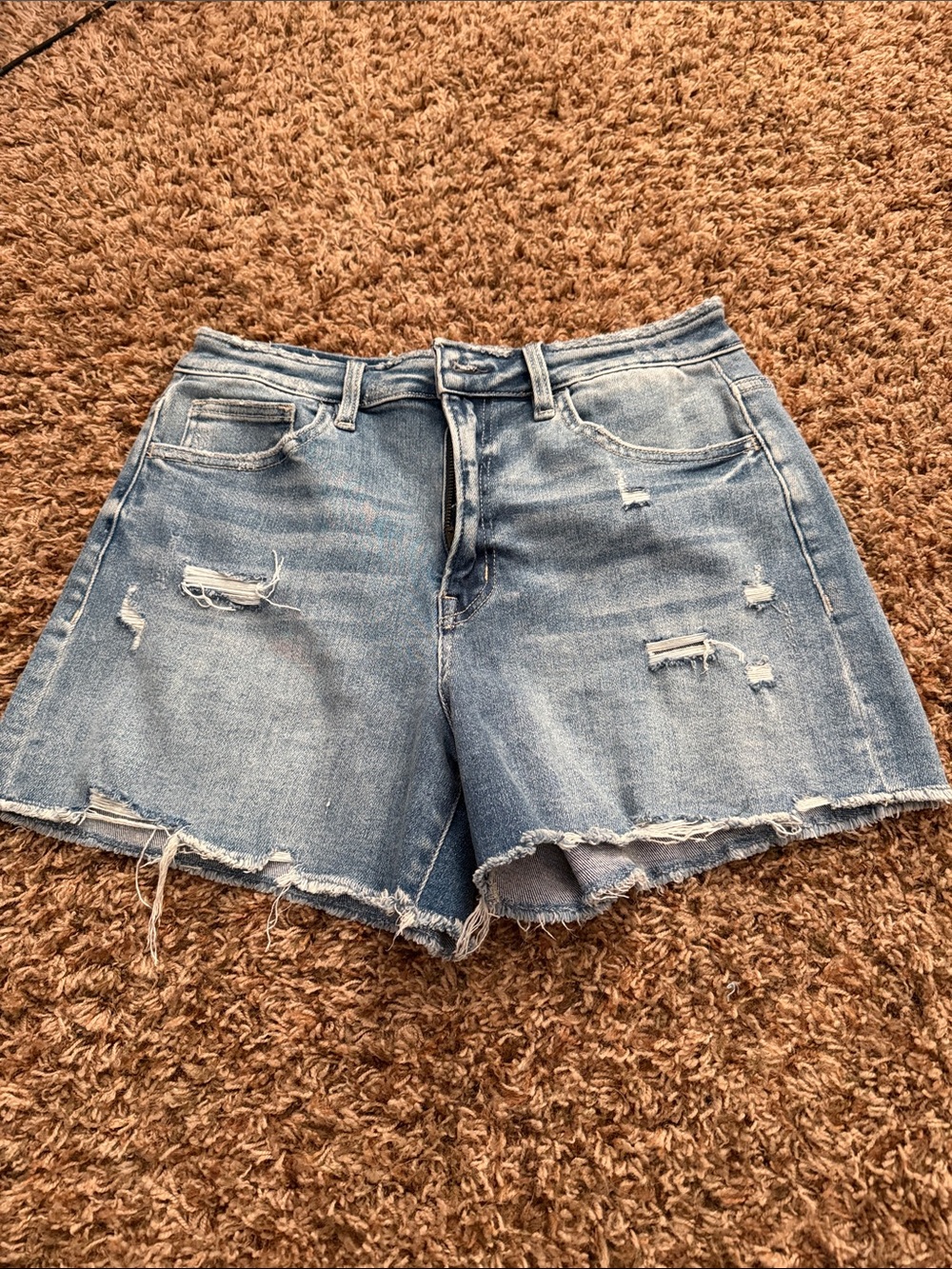 Altar'd State Light Blue Distressed Denim Shorts
